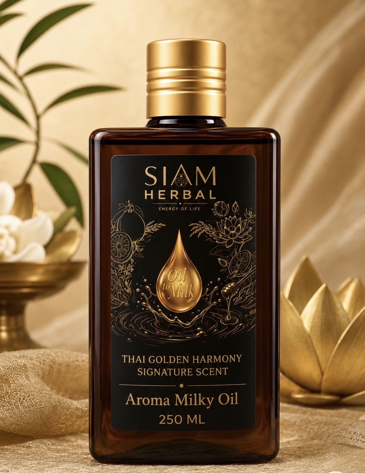 Siam Herbal Signature Thai Golden Harmony Aroma Milky Oil